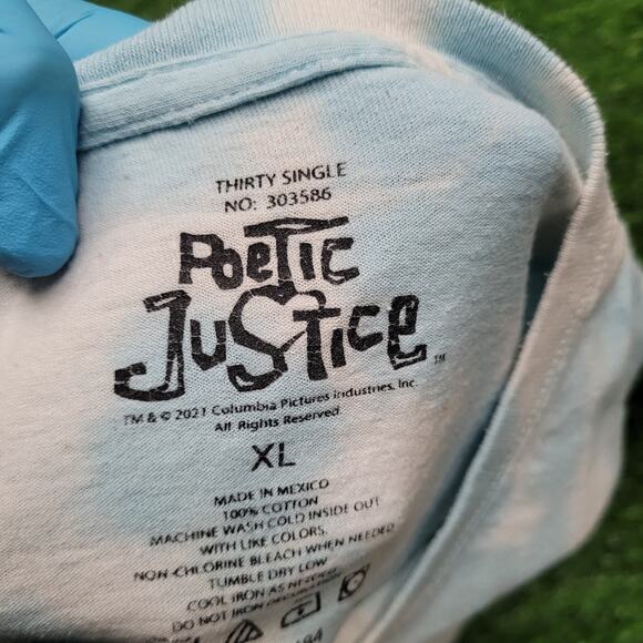 Tupac 2Pac Poetic Justice 1993 Movie T-Shirt Mens XL Blue Tie-Dye Japanese Text - Picture 9 of 9
